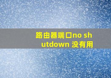 路由器端口no shutdown 没有用